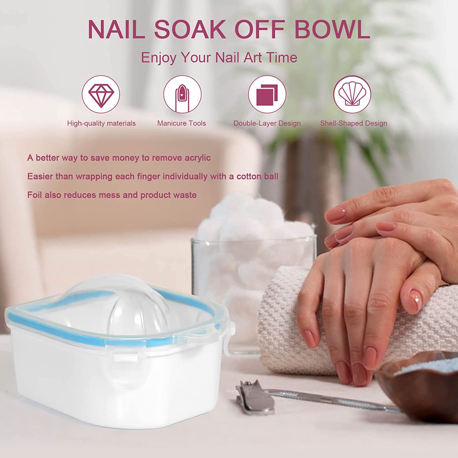 2Pcs Nail Soaking Bowl, Double Layer Manicure Bowls, Upgrade Thicken Acetone Soaking Bowls, Soak off Gel Polish Remover Bowl for Acrylic Nails - Image 6
